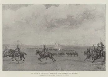 The Battle of Rietfontein, Boer Shell bursting among the Lancers
